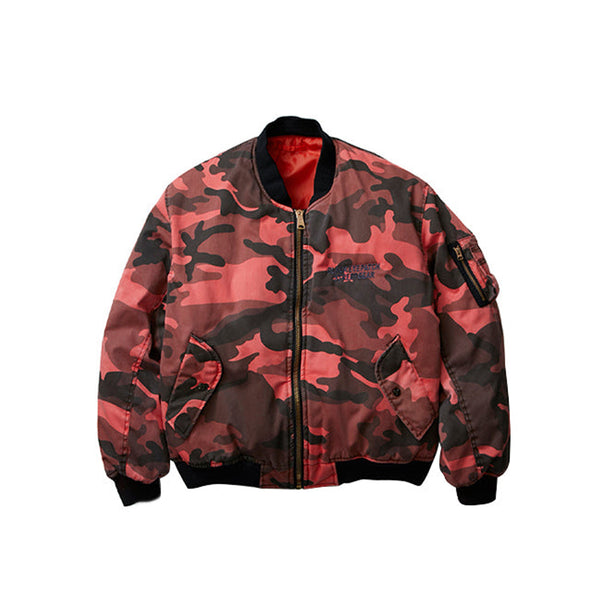 DAMAGED BOMBER JACKET RED CAMO