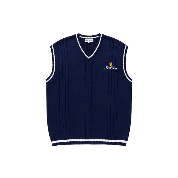 ROYAL CROWN LOGO KNIT VEST NAVY