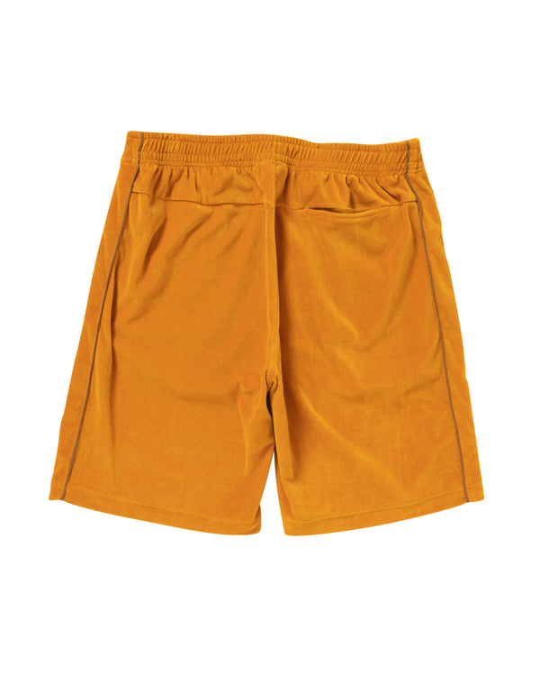B EMBLEM PIPING VELOUR SHORTS CAMEL