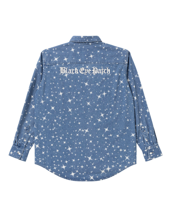 STAR PATTERMED DENIM SHIRT BLUE