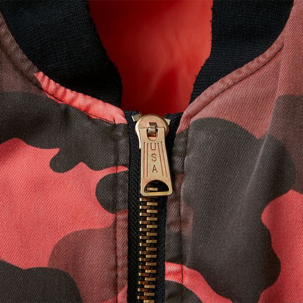 DAMAGED BOMBER JACKET RED CAMO