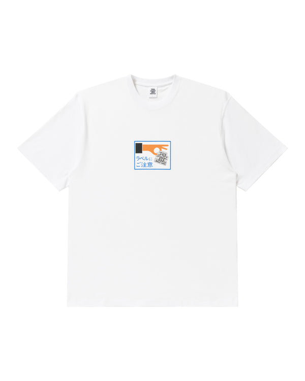 LABEL CAUTION TEE WHITE