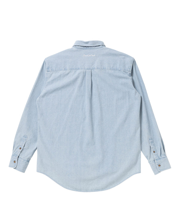 B EMBLEM DENIM SHIRT WASHED BLUE