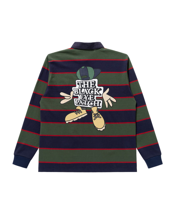 OG BOY STRIPED RUGBY SHIRT NAVY / GREEN