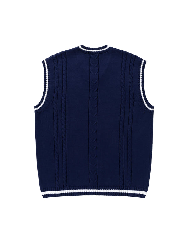 ROYAL CROWN LOGO KNIT VEST NAVY