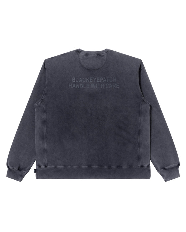Handle With Care Pigment Dyed Crew Sweat, Black