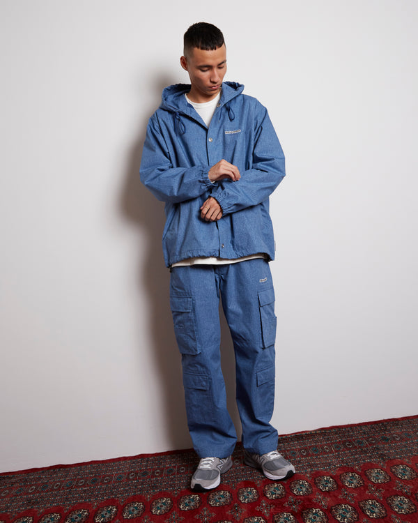 RIPSTOP DENIM HOODED JACKET INDIGO