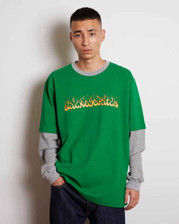 FLAMES LAYERED L/S TEE GREEN
